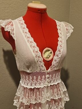 White Lace Ruffle Chemise - Women's Intimates
